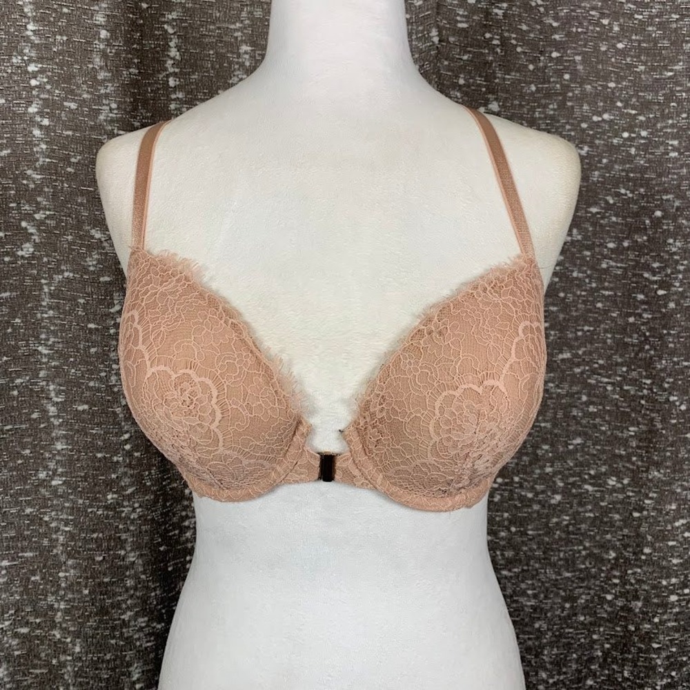 Victoria's Secret Lined Demi Front-Close Bra Underwire Nude Women's 36D